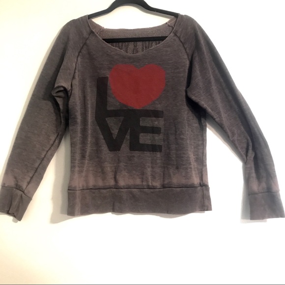 ENVY & IVORY Sweaters - “LOVE” boatneck super soft graphic sweatshirt XL